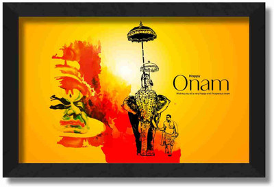 saf kerela Onam Festival traditional Wall décor painting for home,temple and office Digital Reprint 14 inch x 20 inch Painting(With Frame)