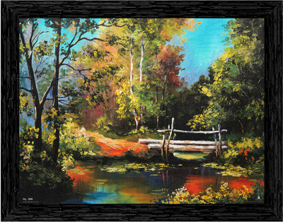 Indianara Scenery Painting (4394BK) -Synthetic Frame, 10 x 13Inch Digital Reprint 13 inch x 10.2 inch Painting(With Frame)