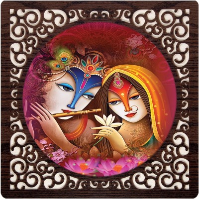 Casa Rica Radha Krishna Photo Frame Painting For Home Decoration (002RF-CR)) Digital Reprint 11.8 inch x 11.8 inch Painting(Without Frame)