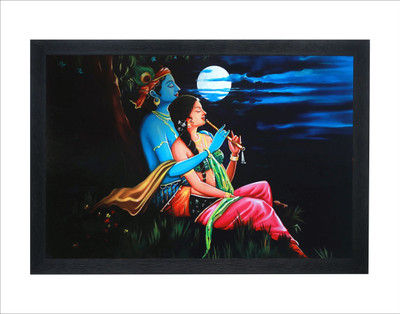 Devatwal Lord Krishna With Radha Krishan Photo Frame For Wall Mounted Painting Digital Reprint 14 inch x 10 inch Painting(With Frame)