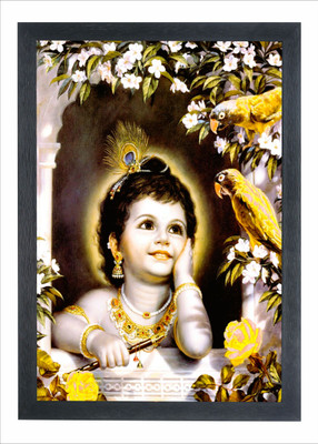 Devatwal Bal Krishna Photo Frame For Wall Mounted Painting Digital Reprint 10 inch x 14 inch Painting(With Frame)