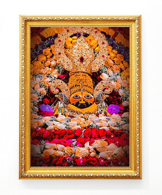 Diyansh Enterprises Golden A4 Khatu Shyam ji 29 Ink 12 inch x 8 inch Painting(With Frame)