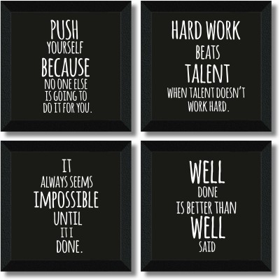 saf MOTIVATIONAL QUOTES Digital Reprint 19 inch x 19 inch Painting(With Frame, Pack of 4)