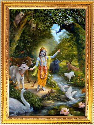 Peekdee Religious Photo Frame for Pooja with a spiritual theme Temple Puja Room Digital Reprint 16.6 inch x 12.7 inch Painting(With Frame)