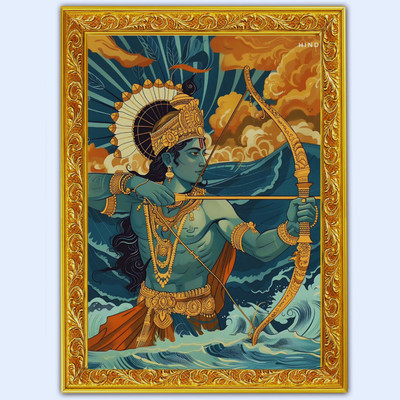 KV Art Shree Ram Ji Wall Frame Poster | Murli Manohar Wall Art Home Decor Digital Reprint 7 inch x 5 inch Painting(With Frame)