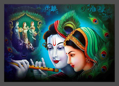 ANSHUL INTERNET CANVAS PAINTING RADHA KRISHNA 43 Canvas 48 inch x 24 inch Painting(Without Frame)