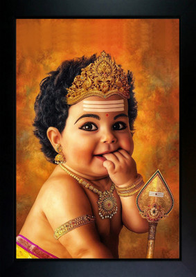 RV SALES Lord Murugan Photo Frame | Murugan Ji photo frame Digital Reprint 13.5 inch x 10 inch Painting(With Frame)