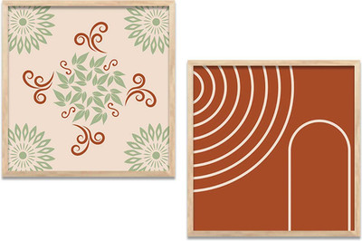 KOTART Boho Wall Art Painting | Wall Frames For Home Decor Digital Reprint 13 inch x 13 inch Painting(With Frame, Pack of 2)