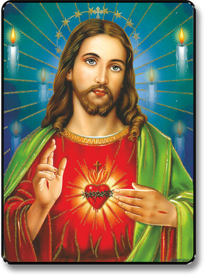 saf Lord jesus Sparkle UV Textured Multi-Effect Digital Reprint 14 inch x 11 inch Painting(With Frame)