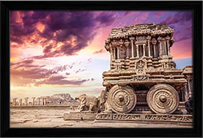 Pitaara Box Vittala Temple Hampi Karnataka India Canvas Painting Black Frame 21.3x14inch Canvas 14 inch x 21.3 inch Painting(With Frame)