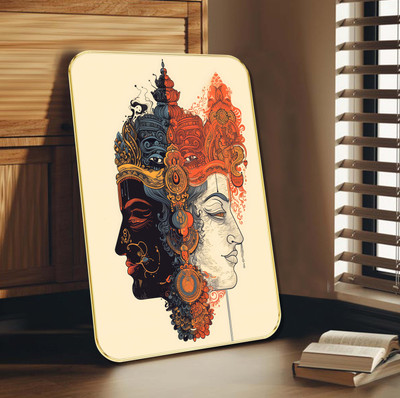 saf Divine Dual Face Abstract Wall Art Digital Reprint 19.5 inch x 13.5 inch Painting(With Frame)