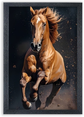 Choudhary Bro Horse Painting For Wall Mount wall For Gift Happy Brithday us Digital Reprint 13 inch x 10 inch Painting(With Frame)