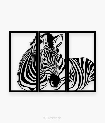 Lumbertale Black and White Zebra animal Modern crafted wall hanging for home decor Acrylic 24 inch x 30 inch Painting(With Frame)