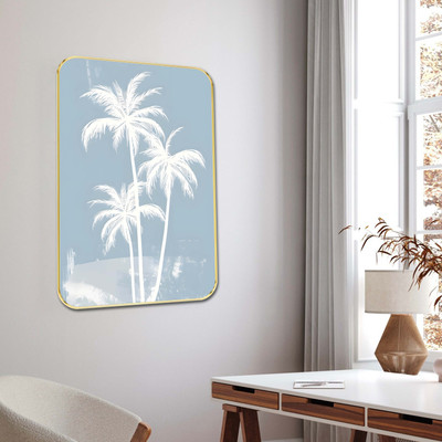 saf Palm Tree Silhouette Wall Art with Golden Frame Digital Reprint 19.5 inch x 13.5 inch Painting(With Frame)