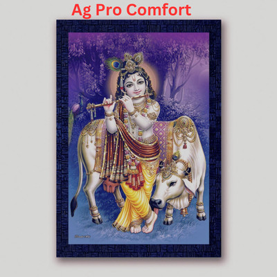 ag pro comfort Bal Krishna with Wooden Synthetic Digital Reprint 10 inch x 8 inch Painting(With Frame)