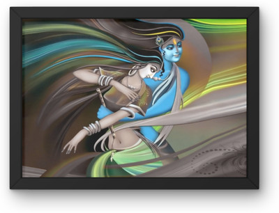 Arcapture Radha Krishna Wall Painting for Home Decoration for Living Room, Bedroom Digital Reprint 12 inch x 9 inch Painting(With Frame)