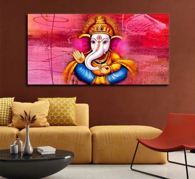 Aadee craft God Lord Ganesha Wall Painting For Living Room Drawing Room Canvas 48 inch x 24 inch Painting(With Frame)
