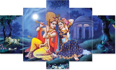 JAINY ART CLUB Lord Radha Krishna MDF UV Textured wall painting for Home decoration Digital Reprint 24 inch x 47 inch Painting(With Frame)