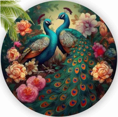 WALLMAX Peacock Round Decorative Wall Hanging(9 inch X 9 inch, Brown)