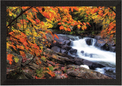 eCraftIndia Beautiful Scenic Waterfall View Satin Matt Texture UV Art Painting Ink 14 inch x 20 inch Painting(With Frame)