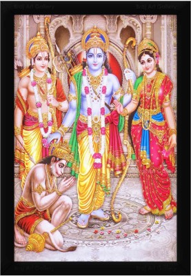 Braj Art Gallery Ram Darbar Painting Bronze Theme Photo Frame Digital Reprint 19.5 inch x 13.5 inch Painting(With Frame)