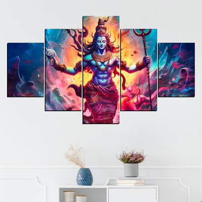 crystalsign Multi-Panel Lord Shiv Ji Wall Art | Modern Home Decor Digital Reprint 18 inch x 30 inch Painting(Without Frame)
