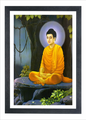 Devatwal Lord Buddha / Gautam Buddha Photo Frame For Wall Mounted Painting Digital Reprint 14 inch x 10 inch Painting(With Frame)