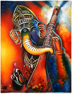ANSHUL INTERNET ANSHUL INTERNET CANVAS PAINTING GANESH 09 Canvas 48 inch x 24 inch Painting(Without Frame)