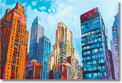 Viventiq building painting as per vastu without frame tall buildings painting Canvas 24 inch x 36 inch Painting(Without Frame)