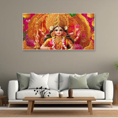 Dekorstation Goddess Durga Maa Hindu Religious Floating Frame Canvas Wall Painting Canvas 24 inch x 48 inch Painting(With Frame)