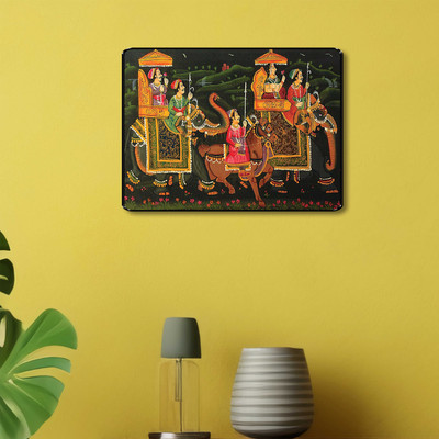 saf Traditional Maharaja Art Wall Décor Painting Digital Reprint 11 inch x 14 inch Painting(With Frame)
