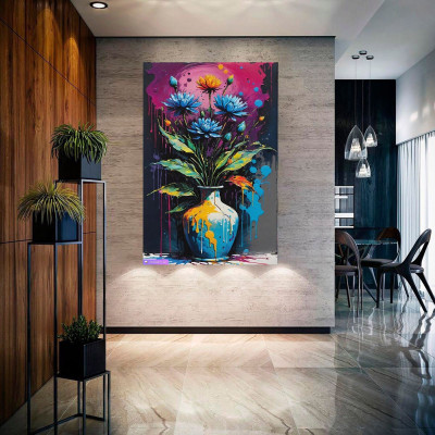 Gurmehar Modern Wall Painting 32x48 Inch | Unframed Canvas Art for Living Room & Office NA 48 inch x 32 inch Painting(Without Frame)