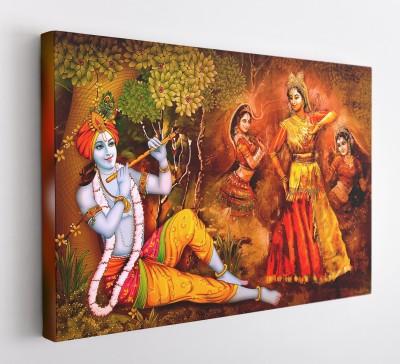 GIFTMASTER Divine Radhe Krishna photo frame Print Home Decor wall art Canvas 20 inch x 30 inch Painting(With Frame)