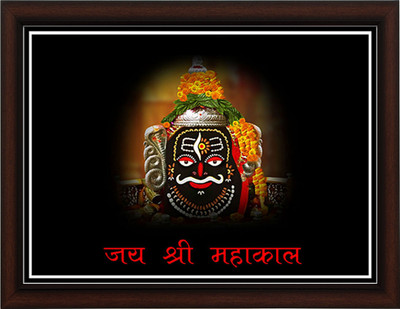 Masstone Shree Mahakaleshwar Jyotirling UV Matt Textured Effect Framed HD Digital Reprint 11 inch x 14 inch Painting(With Frame)