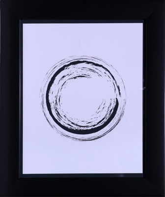 HomeGenie Vastu Zen Circle Artwork – Hand-Drawn Enso Design | No Glass Frame Digital Reprint 9 inch x 11 inch Painting(With Frame)