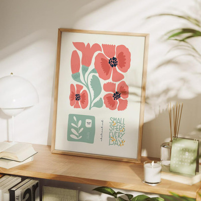 DECO THE HOME Motivational Floral Wall Art Frame | Framed Print for Home, Office, or Studio Digital Reprint 12 inch x 9 inch Painting(With Frame)