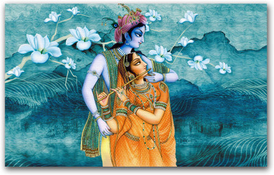 Anweshas Rolled Canvas Painting Without Frame for Home & Office - Radha Krishna Canvas 20 inch x 32 inch Painting(Without Frame)