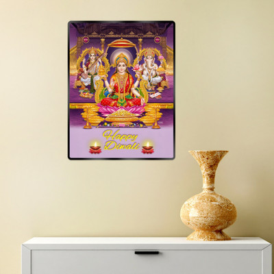 Indianara Laxmi, Saraswati & Ganesha Painting for Living | Bedroom | Pooja Room | Hotel Digital Reprint 13 inch x 10 inch Painting(With Frame)