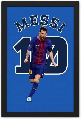 Ritwika's Star Football Player Lionel Messi Framed Poster Digital Reprint 13.5 inch x 9.5 inch Painting(With Frame)