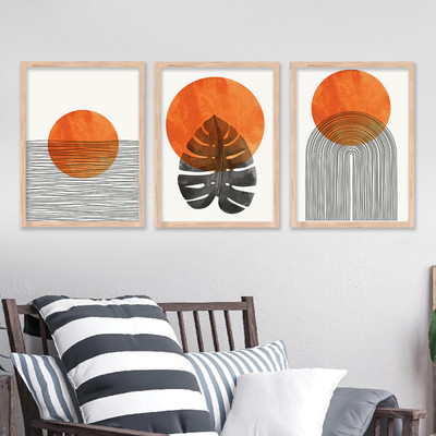 KOTART Abstract Art Paintings with Frame for Home and Office Wall Décor Digital Reprint 18 inch x 14 inch Painting(With Frame, Pack of 3)