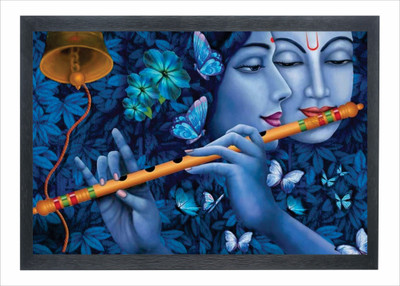 Devatwal Lord Krishna With Radha Krishan Photo Frame For Wall Mounted Painting Digital Reprint 14 inch x 10 inch Painting(With Frame)