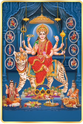 Indianara Nau Durga Painting for Living | Bedroom | Pooja Room | Hotel Digital Reprint 18 inch x 12 inch Painting(With Frame)