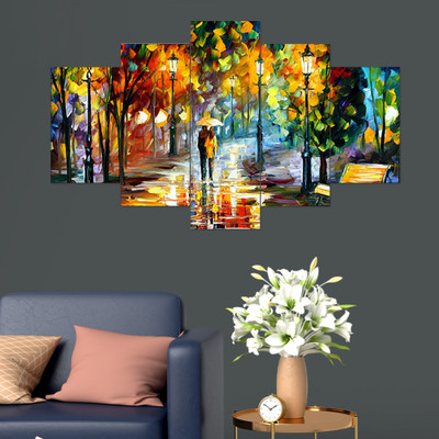 Deveie Craft Modern Art MDF UV Textured wall painting for Home decoration Digital Reprint 17 inch x 30 inch Painting(With Frame, Pack of 5)