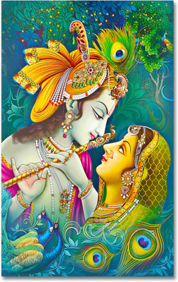 Anweshas Rolled Canvas Painting Without Frame for Home & Office - Radha Krishna RK10 Canvas 32 inch x 20 inch Painting(Without Frame)