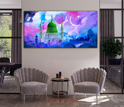Aadee craft Madina Masjid Islamic Wall Art Canvas Print– 24x48 Canvas 24 inch x 48 inch Painting(Without Frame)