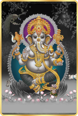 Indianara Lord Ganesha Painting for Living | Bedroom | Pooja Room | Hotel Digital Reprint 18 inch x 12 inch Painting(With Frame)