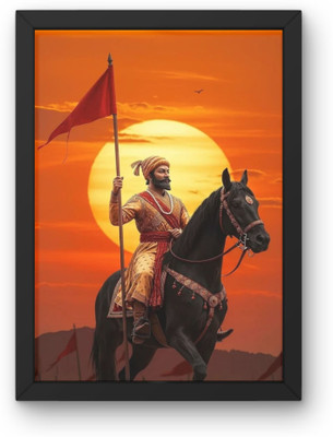 MAAJAMWAY Chhatrapati Shivaji Maharaj001 Ink 20 inch x 30 inch Painting(With Frame, Pack of 2)