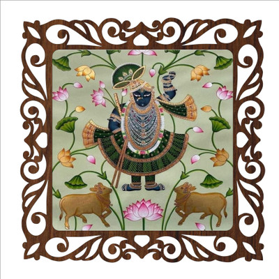 Iya Creations Srinath wall wood frame painting wall hanging for wall living/ bed room/ office Digital Reprint 11 inch x 11 inch Painting(Without Frame)
