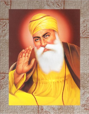 Indianara Sri Guru Nanak Dev JI Painting (4411MR) -Synthetic Frame, 10 x 13 Inch Digital Reprint 13 inch x 10.2 inch Painting(With Frame)