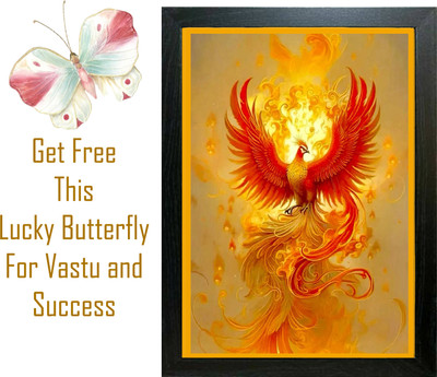 LOKANJ PHOENIX BIRD FRAME | FINIX PAKSHI FRAMED | VASTU FOR SUCCESS PHINIX Digital Reprint 9 inch x 13 inch Painting(With Frame)